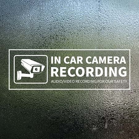Vehicle-window sign warning of in-car camera audio and video recording